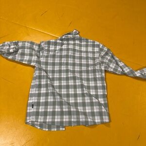 Green and White Plaid Button-Up Shirt